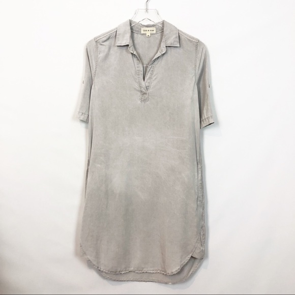 Cloth & Stone Gray Tencel Shirt Dress XS - Picture 1 of 6
